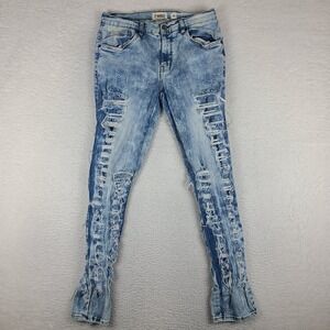 FWRD Jeans Mens 34x32 Blue Skinny Distress Light Wash Denim *